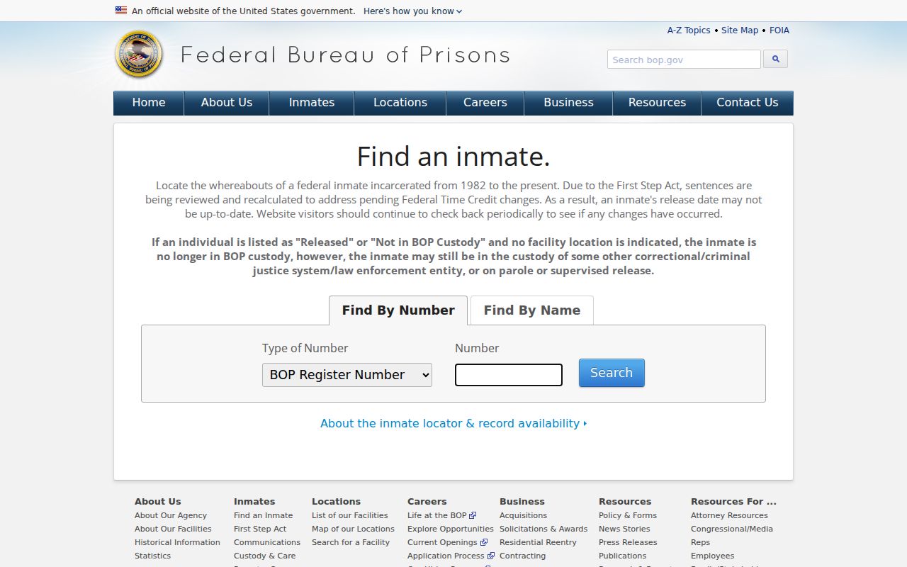 Federal inmate locator for federal custody after a Lincoln County arrest