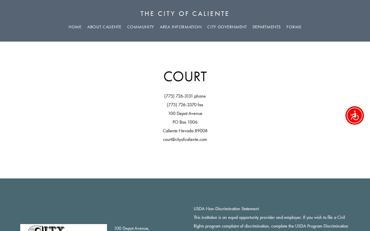 Caliente criminal records Municipal Court page