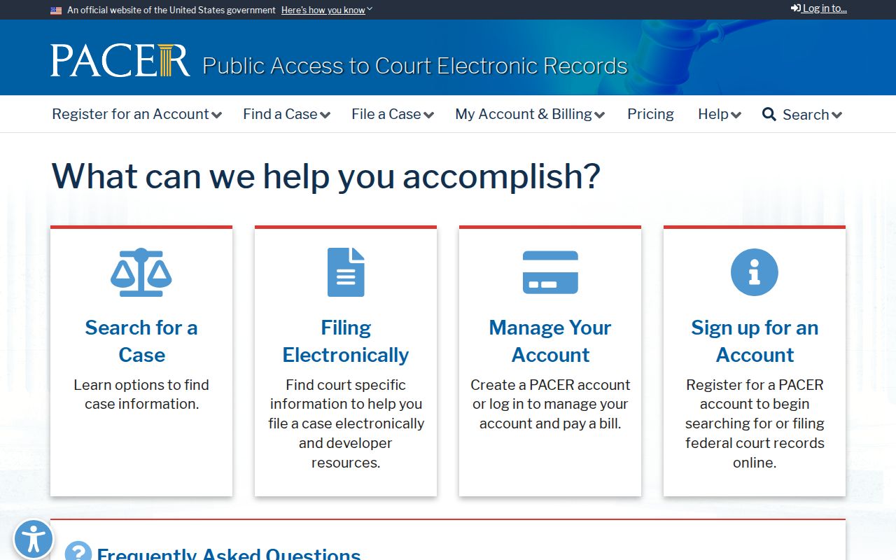 Caliente criminal records federal PACER case service