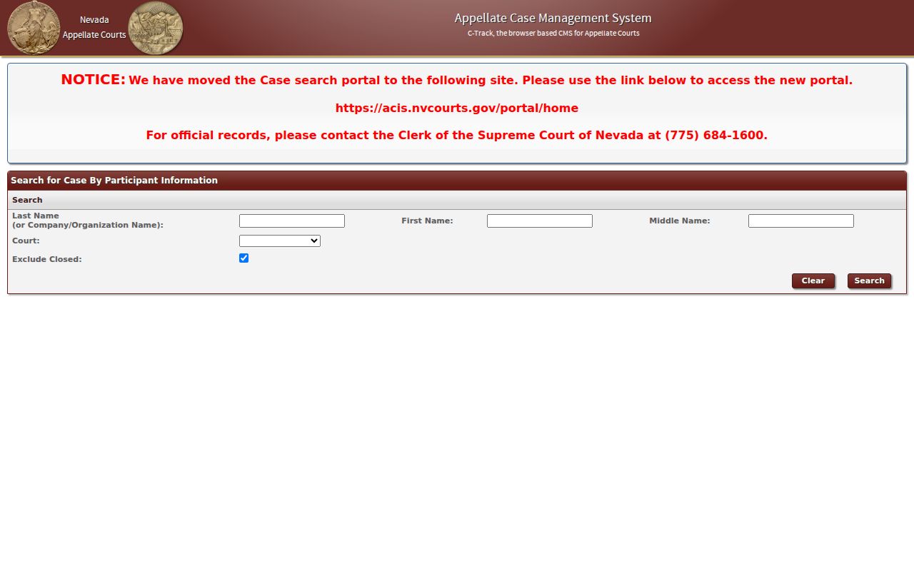 Nevada appellate public portal for appealed Lincoln County court cases