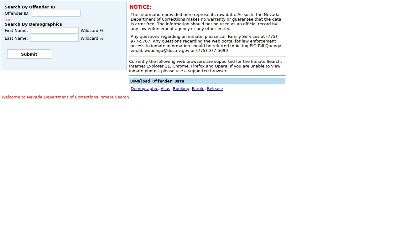 Lincoln County criminal history NDOC inmate search
