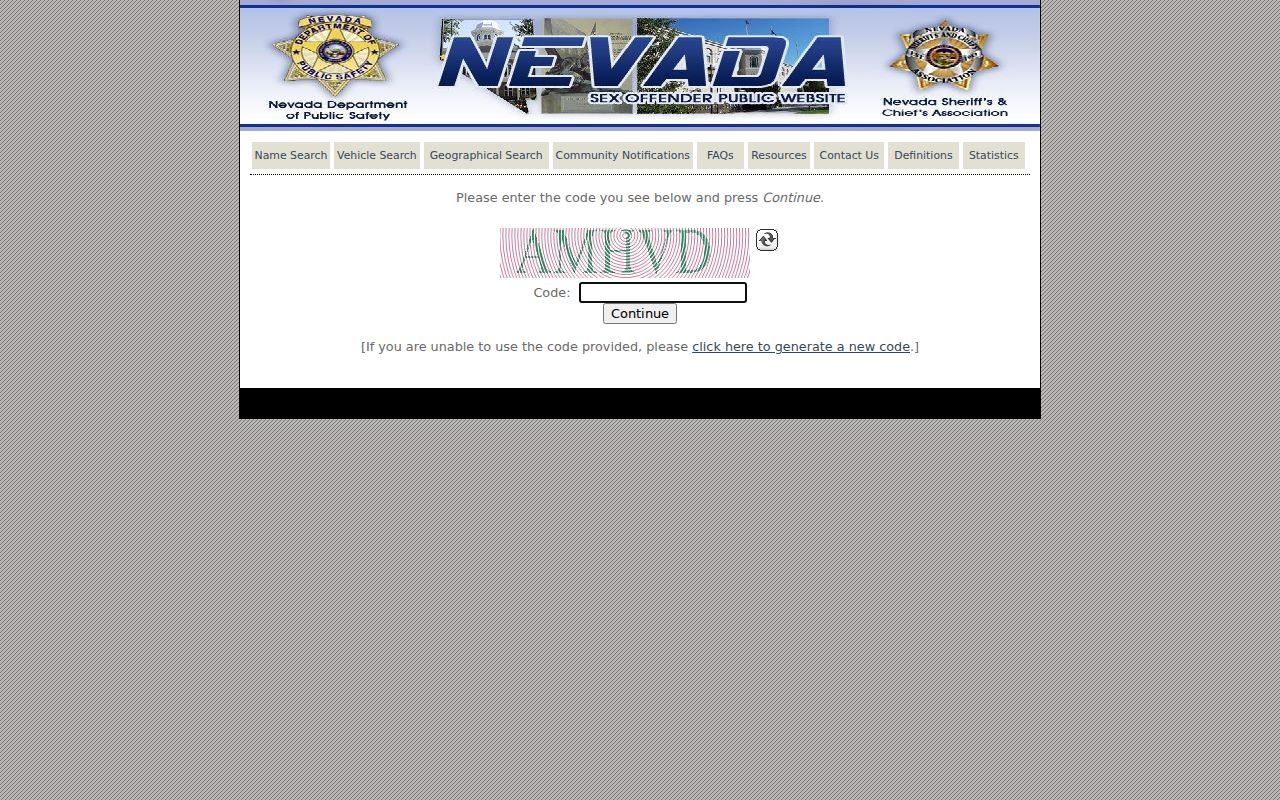 Lincoln County sex offender search CAPTCHA gateway
